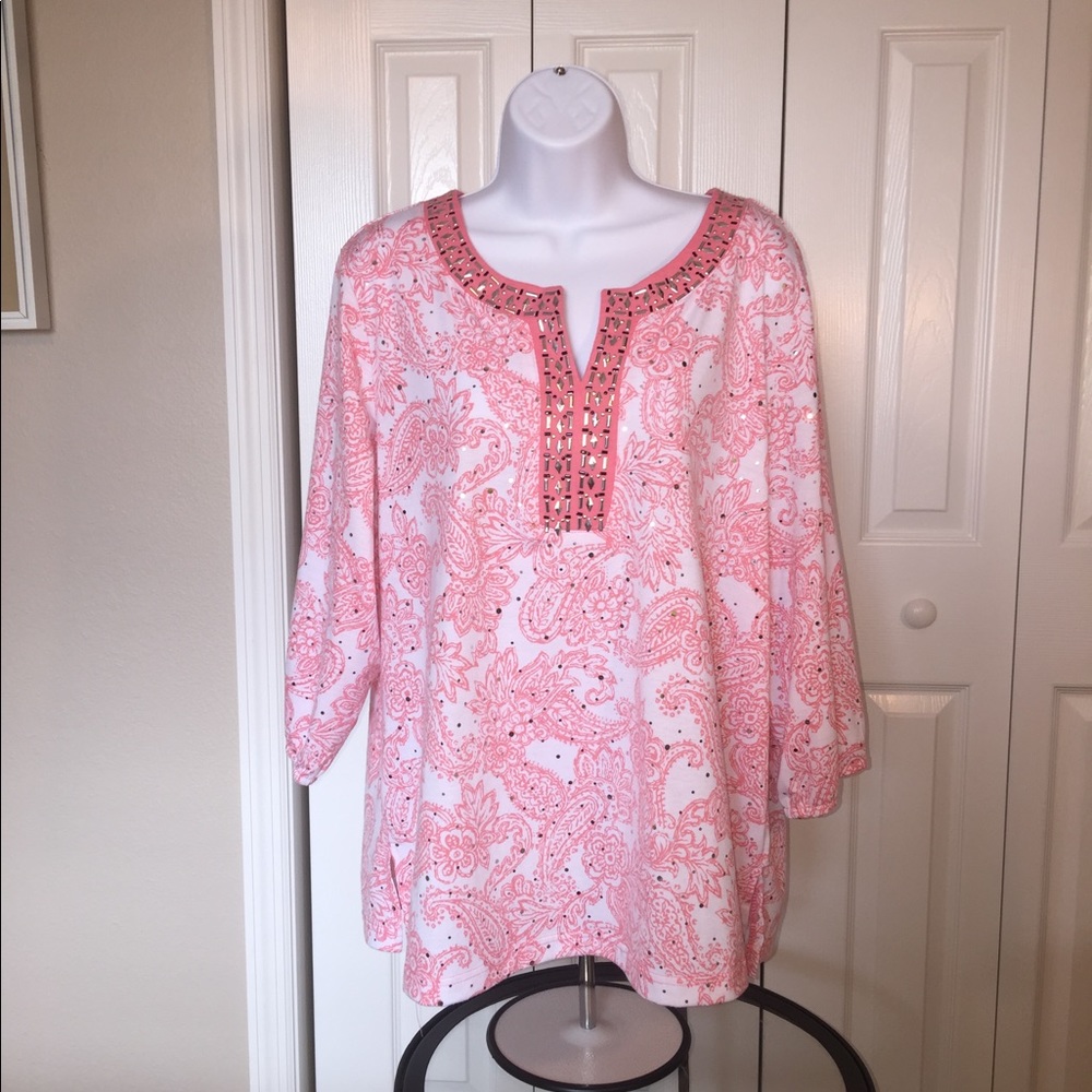Cathy Daniels Bedazzled Blouse, Size 1X